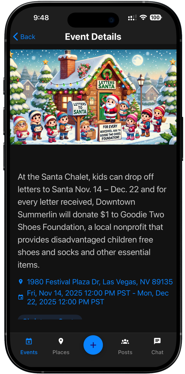 Event details screen