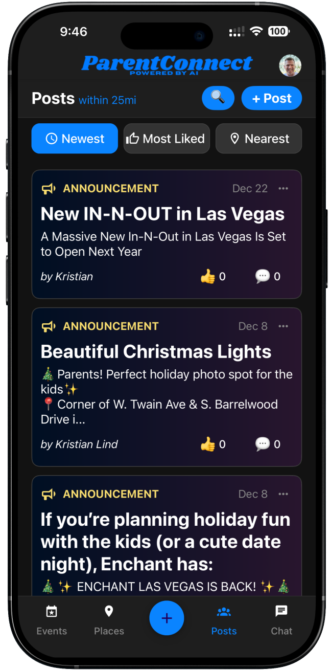 Community posts screen